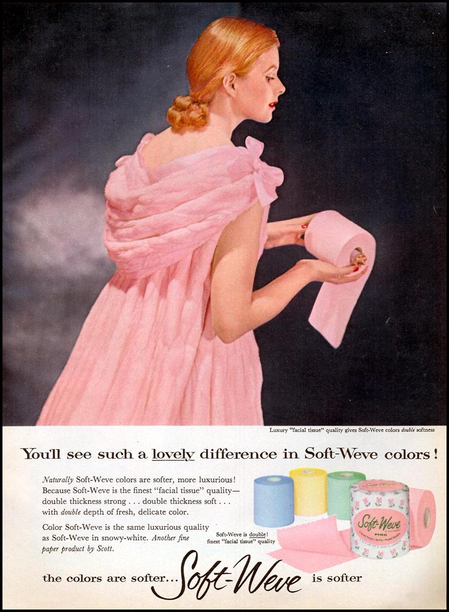 SOFT-WEVE BATHROOM TISSUE
WOMAN'S DAY
10/01/1956
p. 27