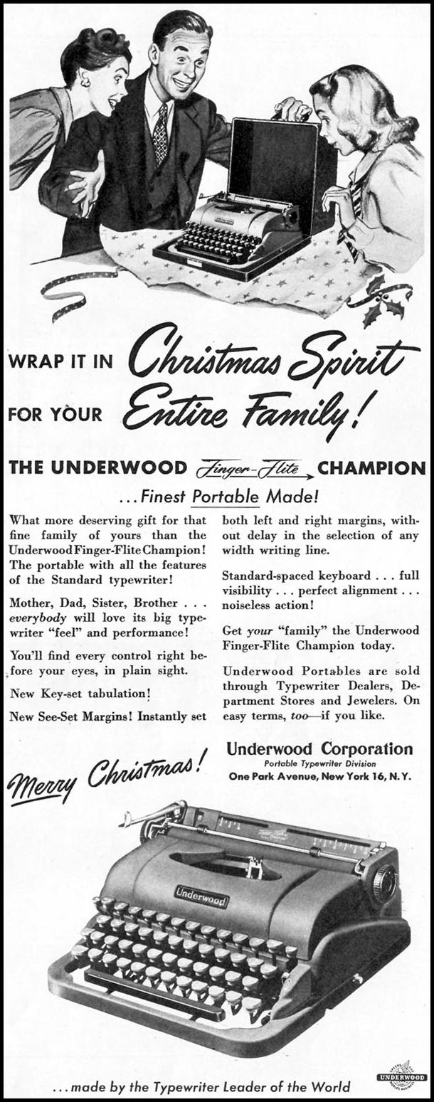 UNDERWOOD PORTABLE TYPEWRITERS
LOOK
12/04/1951
p. 19