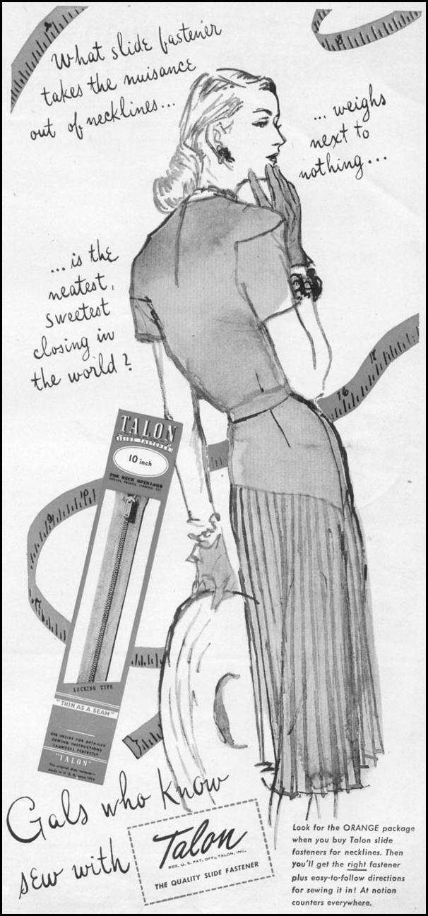 TALON SLIDE FASTENER
WOMAN'S DAY
05/01/1947
p. 3